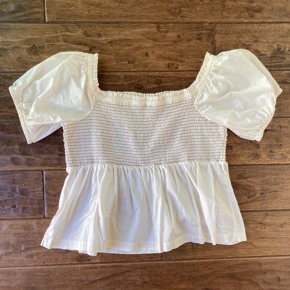 Old Navy Off The Shoulder Smocked Babydoll Swing Blouse Women’s Size XXL Cream - Picture 2 of 8
